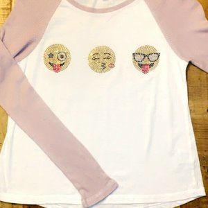 ME. N.U Girl’s Beaded Smiley Face Shirt -  Size 10